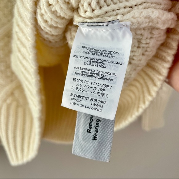 J. Crew Fair Isle Sweater Merino Wool Blend Fisherman Sweater Ivory Red Large L - Picture 3 of 9